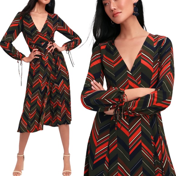 Lulus Martini Moment Multi Print Midi Dress - Picture 1 of 16